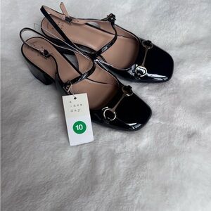 A New Day Black Women's Lucky Square Toe Mary Jane Heels Size 10